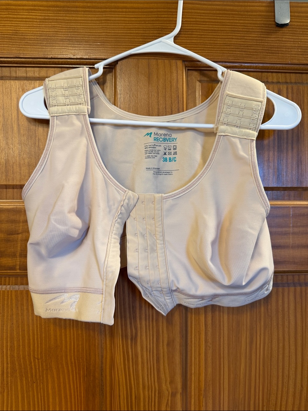 Marena Recovery Front Closure Post-Surgical Bra in Light Beige